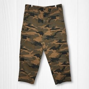 Madewell Cotton Camo Utility High Rise Ankle Pants Womens 33 Green